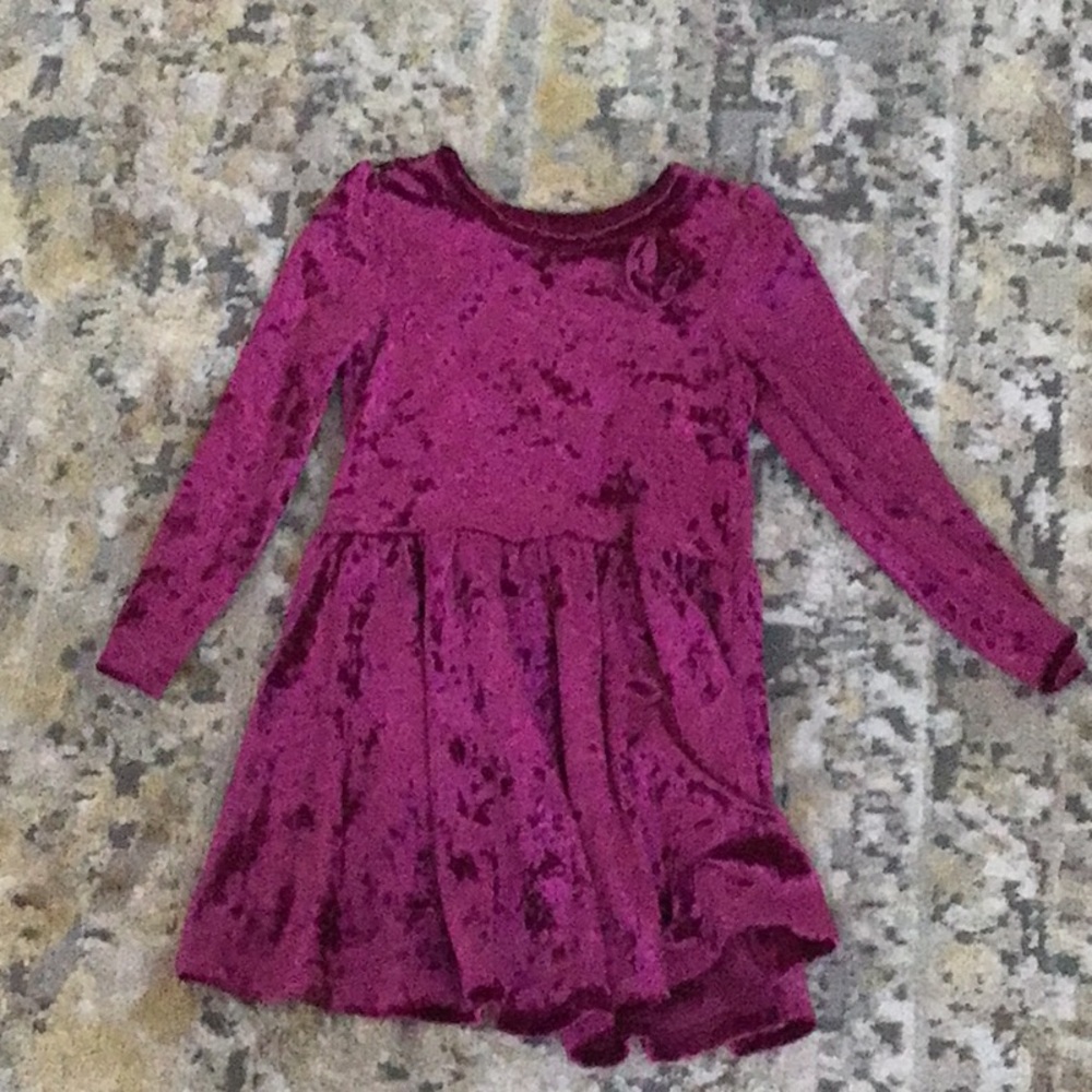 Velvet Long Sleeve Dress in Rich Purple